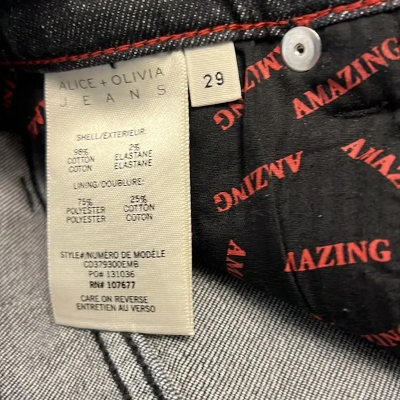 Alice & Olivia black boyfriend jeans new with tags Fringe  rhinestone size29 - Picture 3 of 12